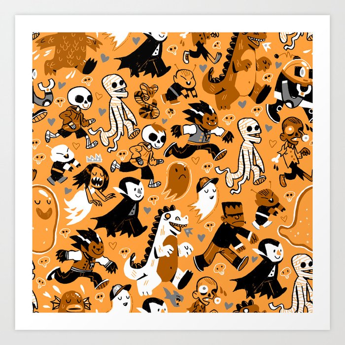 Monster March (Orange) Art Print
