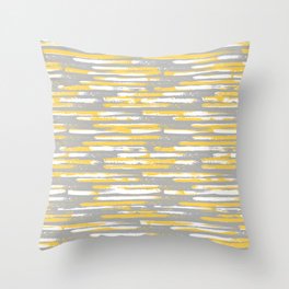 Colorful Stripes, Abstract Art, Yellow and Gray Throw Pillow