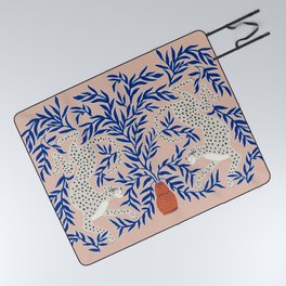 Leopard Vase Picnic Blanket | Vintage, Boho, Pattern, Cheetah, Leopard, Floral, Pink, Modern, Desert, Cat 