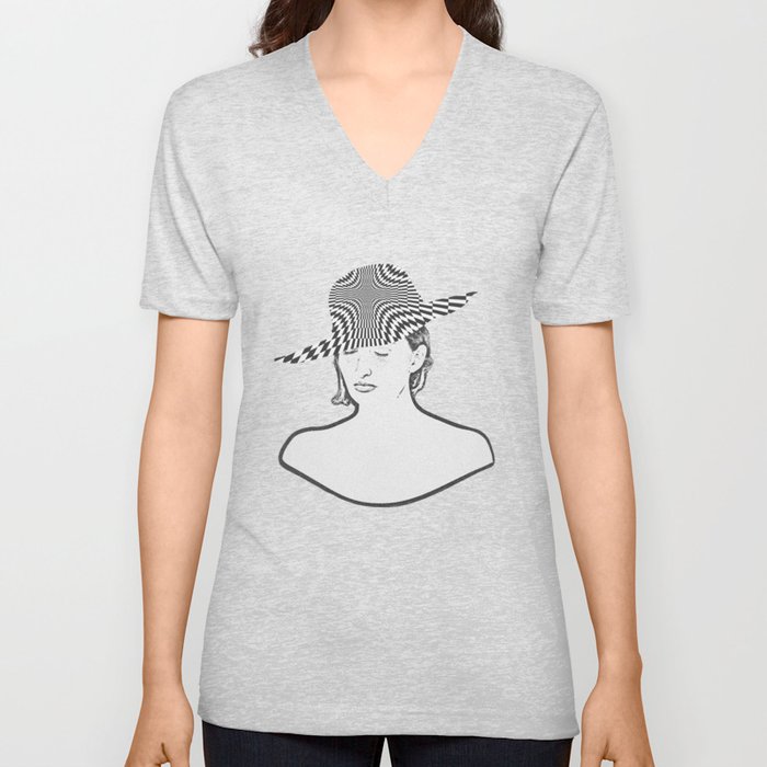Lady with Hat-10 V Neck T Shirt