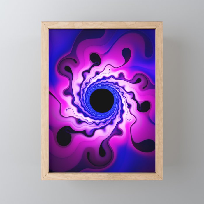 Eye of the Storm. Abstract Digital Artwork. Pink & Blue Framed Mini Art Print