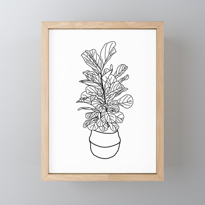 Fiddle Leaf Fig Line Art Framed Mini Art Print