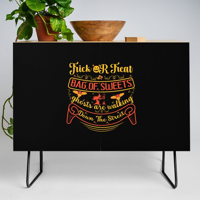 Halloween trick or treat rhyme retro art Credenza