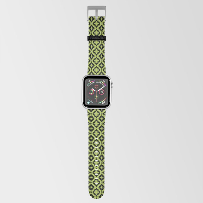 Light Green and Black Ornamental Arabic Pattern Apple Watch Band