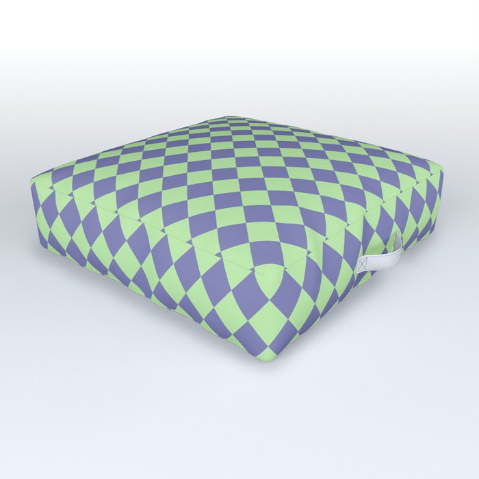 Colorful Checkerboard (Very Peri, Neon Pastel Green Colors) Outdoor Floor Cushion