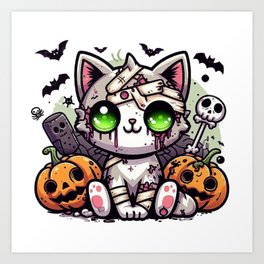Zombie Cat Art Print