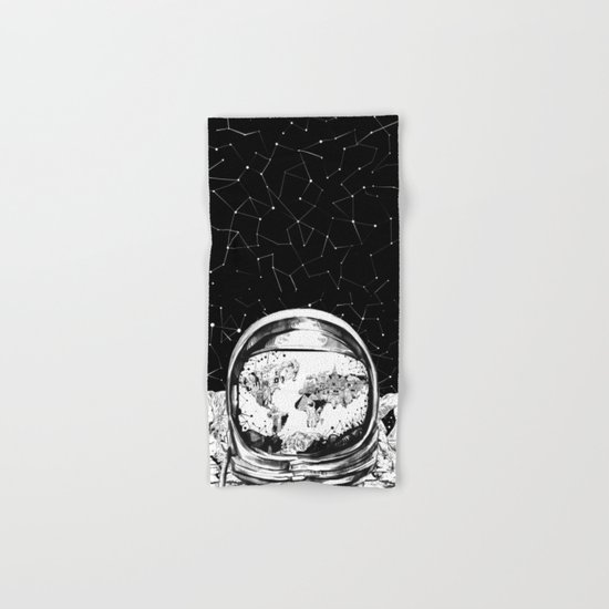 astronaut world map black and white 1 Hand & Bath Towel