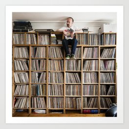 Mr. Scruff's vinyl wall Art Print | Records, Man, Manchester, Joy, Happy, Vinyl, Photo, Room, Stacks, Color 