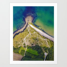 Pointe Du Hoc top down shot with a drone Art Print