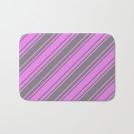 [ Thumbnail: Grey & Violet Colored Striped Pattern Bath Mat ]