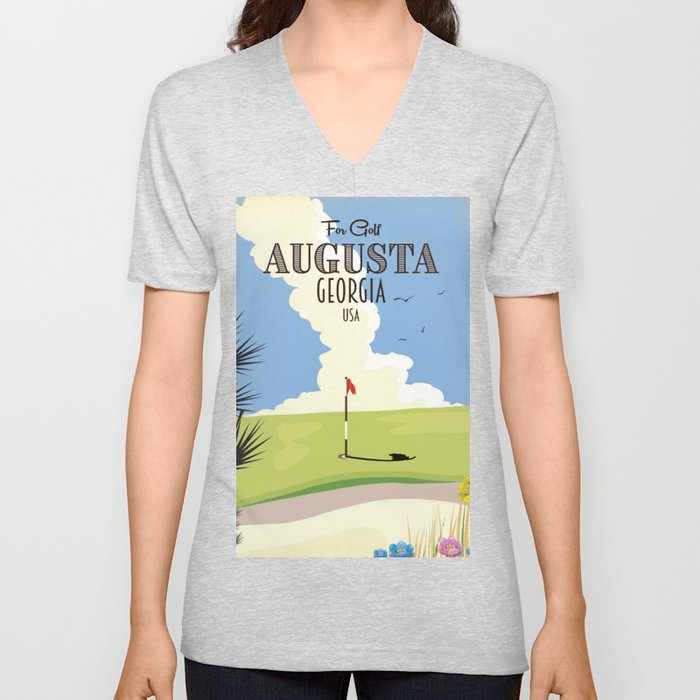 Augusta Georgia Golf Poster V Neck T Shirt