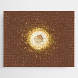 Watercolor Seashell Gold Circle Pendant on Brown Jigsaw Puzzle