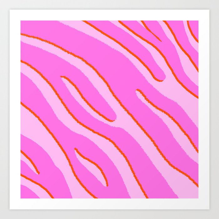 Hot Pink Zebra Pattern  Art Print