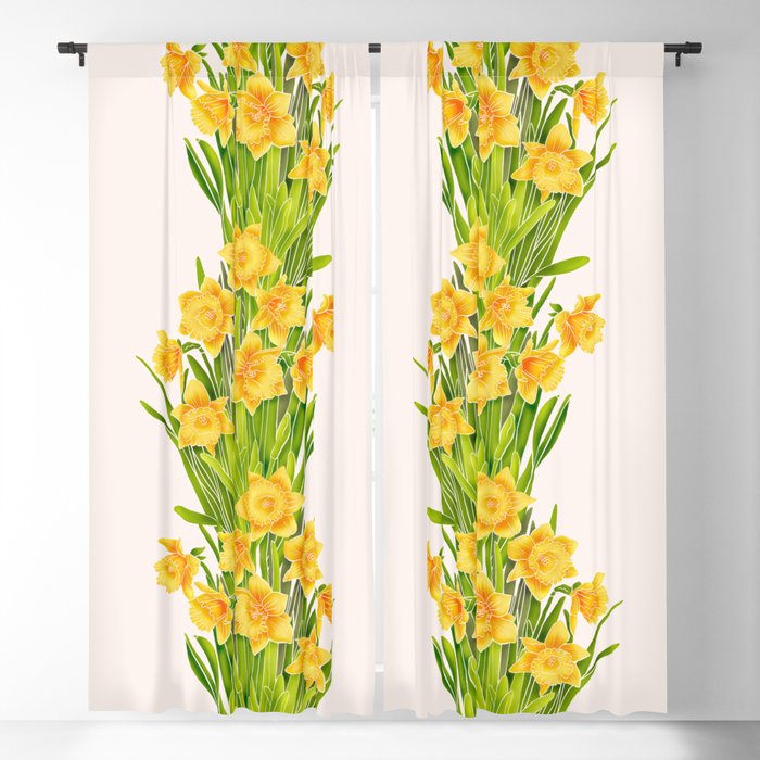 Daffodils Illustration Blackout Curtain