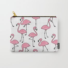 Flamingo seamless pattern vintage pink Flamingos exotic bird tropical scarf isolated tile background repeat wallpaper cartoon illustration doodle Carry-All Pouch