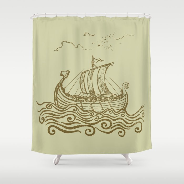 Viking ship Shower Curtain