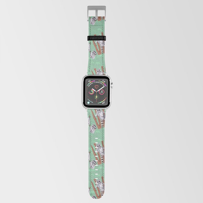 Playful Curious Raccoons Tree Pattern  Apple Watch Band