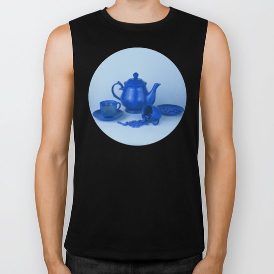 Blue tea party madness - still life Biker Tank