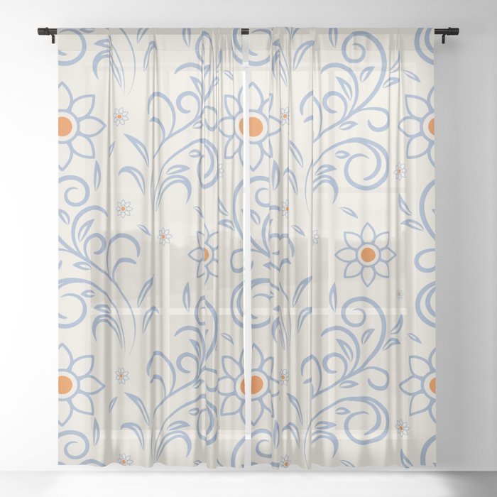 Minimal Flower Pattern_Eggshell Sheer Curtain