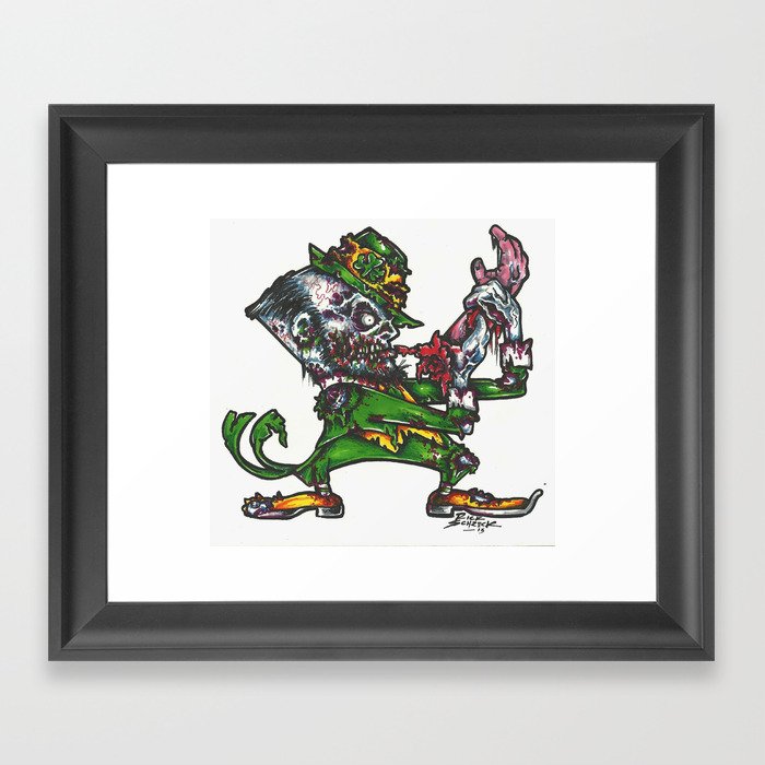 Zombie Fighting Irish Framed Art Print