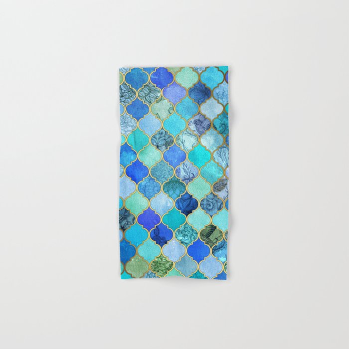 Cobalt Blue, Aqua & Gold Decorative Moroccan Tile Pattern