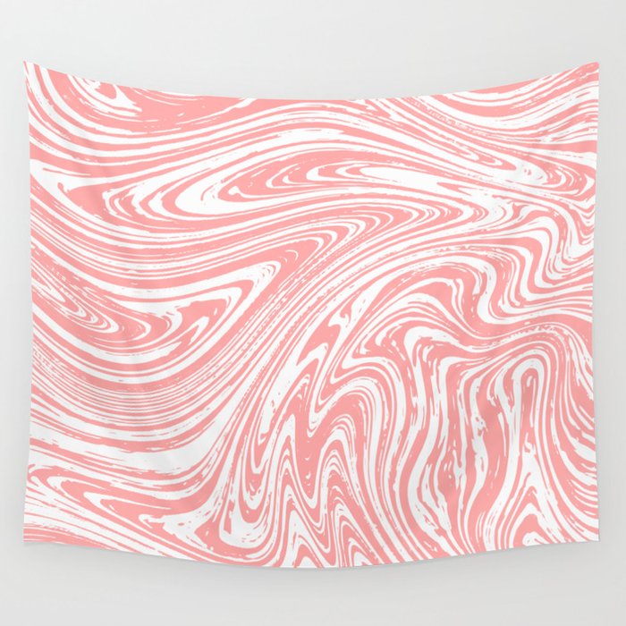 Coral Pink & White Marble Texture - Mix & Match With Simplicity of Life Wall Tapestry