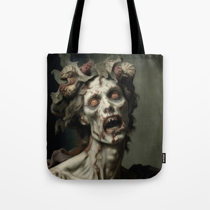 Renaissance Painting Vintage Floral Zombie Beautiful Victorian Zombie Michelangelo Inspired Tote Bag