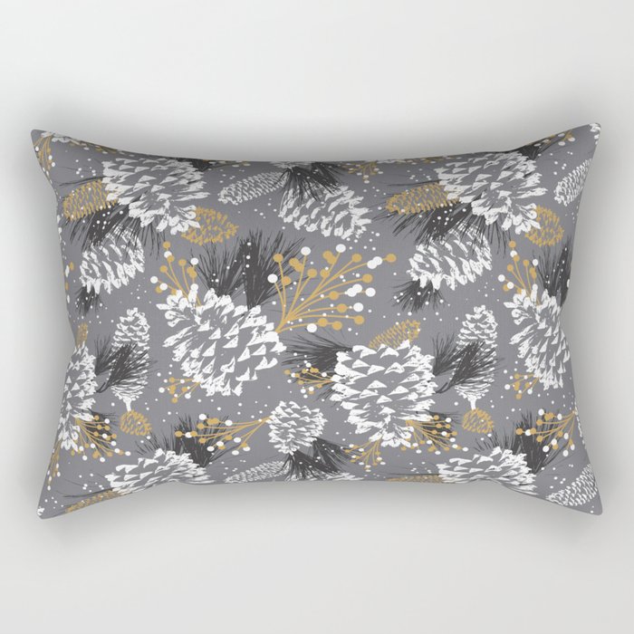 Festive Forest - Grey Rectangular Pillow