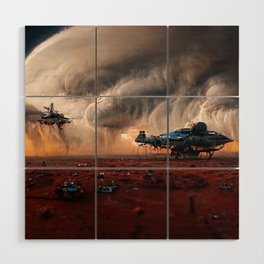 Landing on a new planet Wood Wall Art