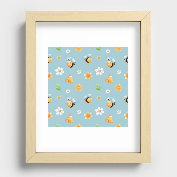 Buzzy Bee in Teal Recessed Framed Print