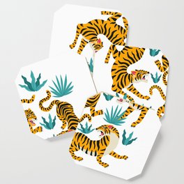 Tigers and tropical leaves. Coaster