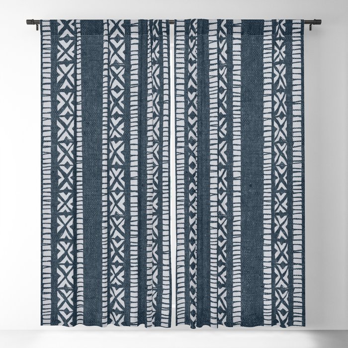 oceania vertical stripes - navy blue Blackout Curtain