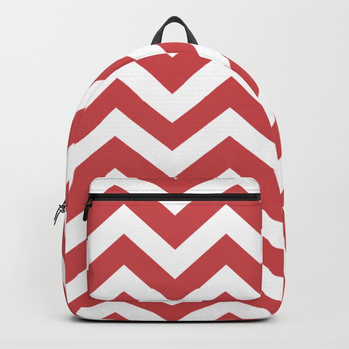 English vermillion - pink color -  Zigzag Chevron Pattern Backpack