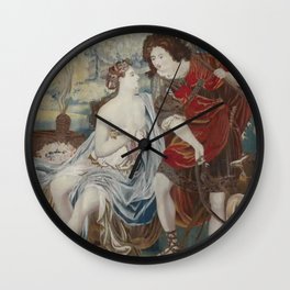 Antique 18th Century French Aubusson Romantic Tapestry Wall Clock
