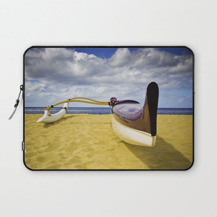 Outrigger canoe on beach Laptop Sleeve