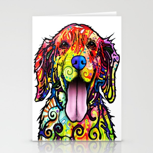 Colorful Watercolor Golden Retriever Stationery Cards
