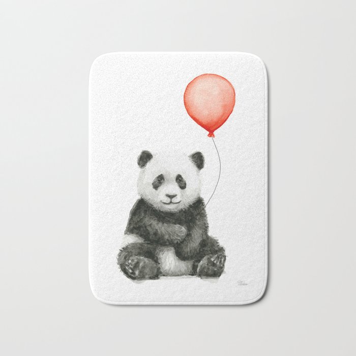 Baby Panda and Red Balloon Bath Mat