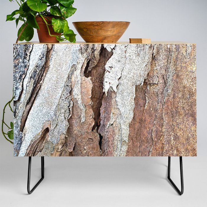 Eucalyptus Tree Bark and Wood Abstract Natural Texture 64 Credenza