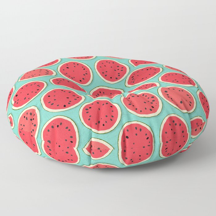 watermelon polka mint Floor Pillow