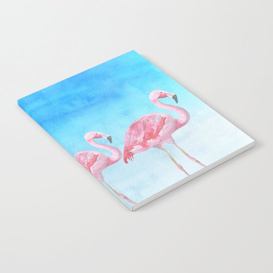 Flamingo bird summer lagune - watercolor illustration Notebook