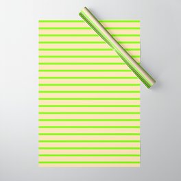 [ Thumbnail: Green and Beige Colored Lines/Stripes Pattern Wrapping Paper ]