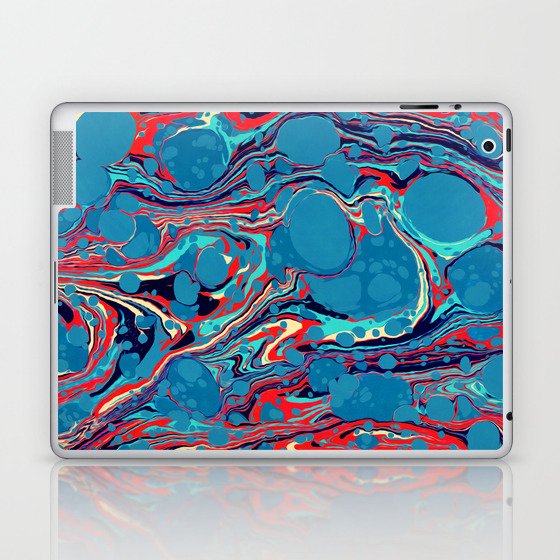 Vintage Marble Blue Watercolor Ink Abstract Pattern Laptop & iPad Skin