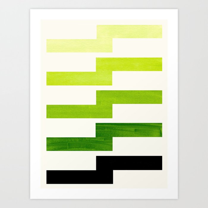 Minimalist Mid Century Modern Sap Green Watercolor Painting