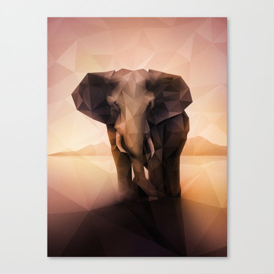 Elephant (Low Poly Peach) Canvas Print