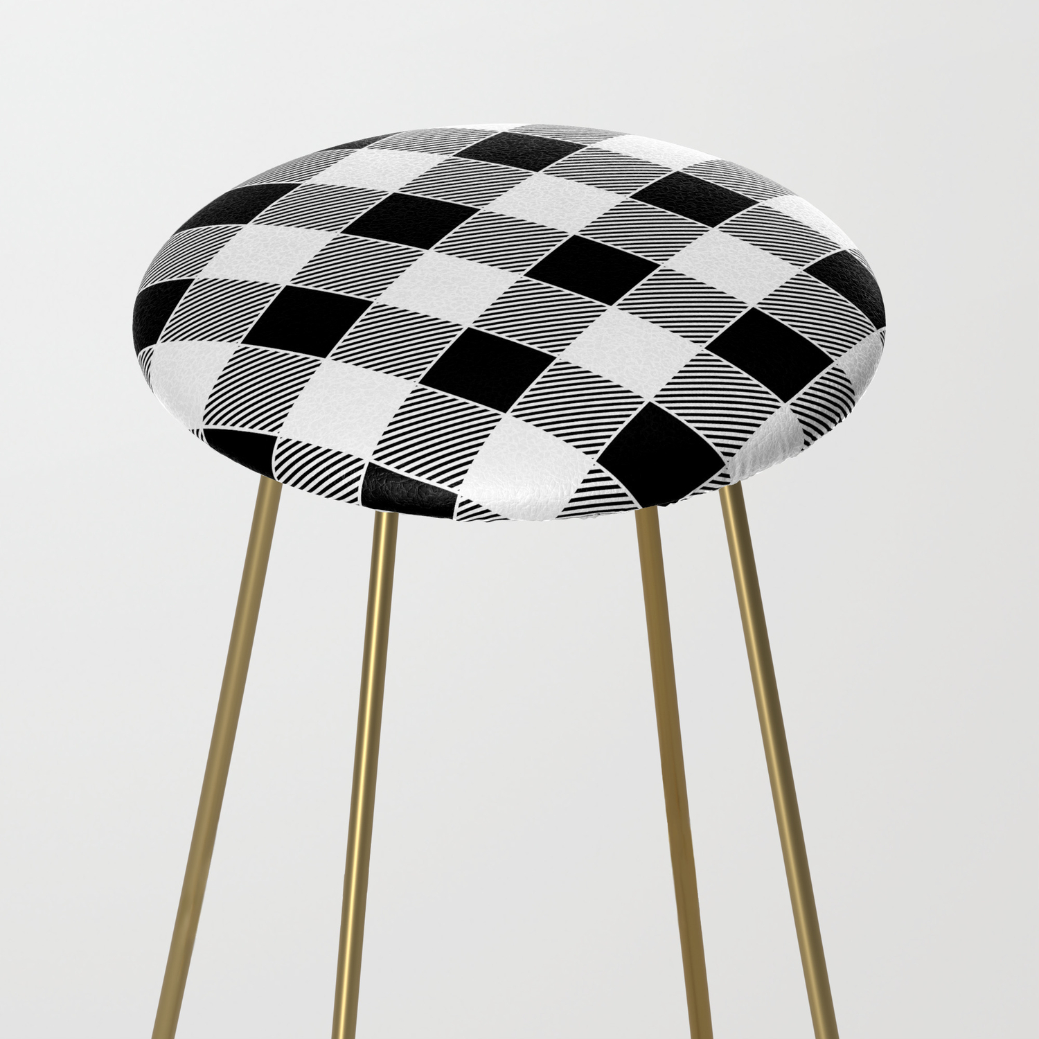 Buffalo Check Black White Counter Stool By Funkyjunkinteriors