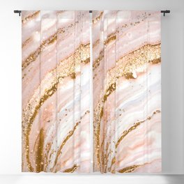 Blush Pink And Gold Liquid Color  Blackout Curtain
