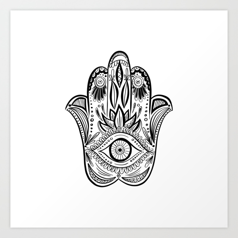Hamsa Hand Drawn Art Print By Graphicillustration Society6