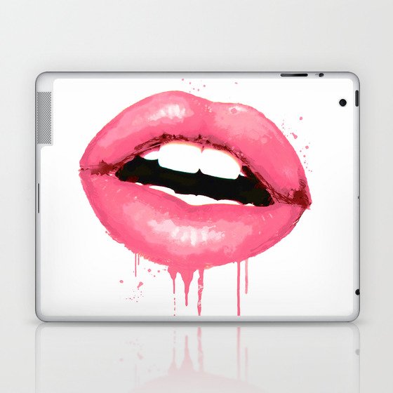 Pink Lips Art Watercolor Print Kiss Love Sexy Girl Fashion Poster Lipstick Chic Makeup Decor Laptop & iPad Skin