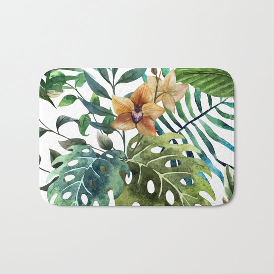 Tropical Floral Pattern 03 Bath Mat