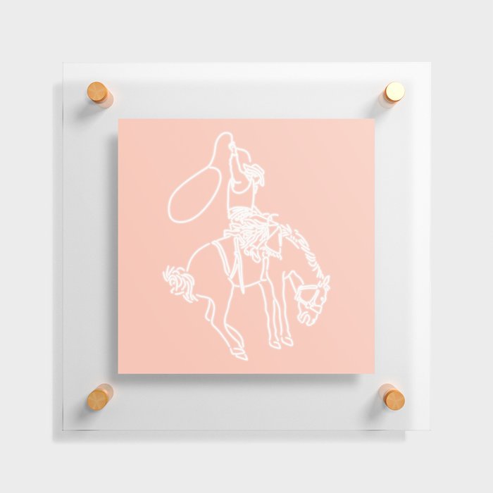 Neon Cowboy Rodeo in White Floating Acrylic Print